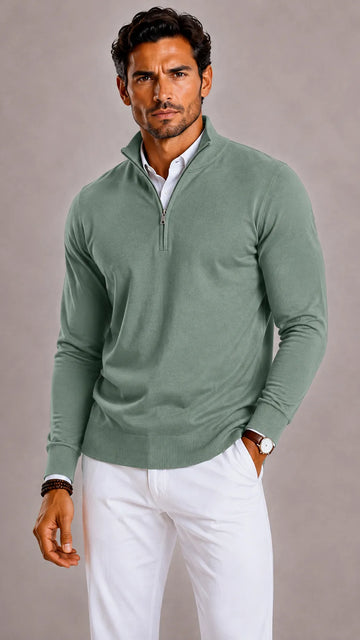 Slim fit trui met half-zip