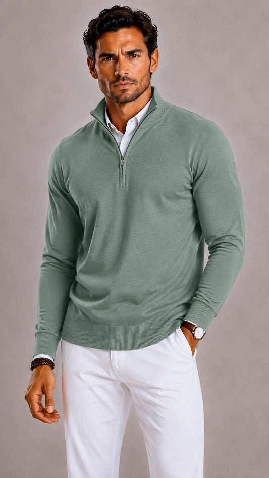 Slim fit trui met half-zip