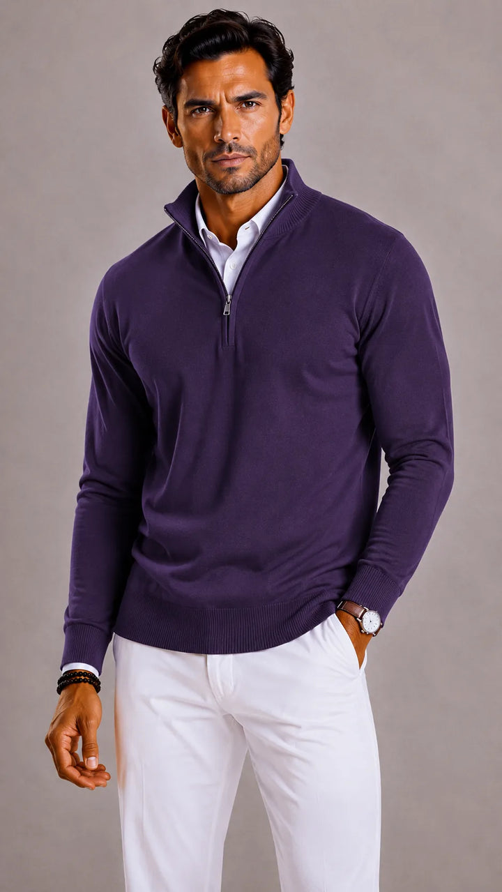 Slim fit trui met half-zip
