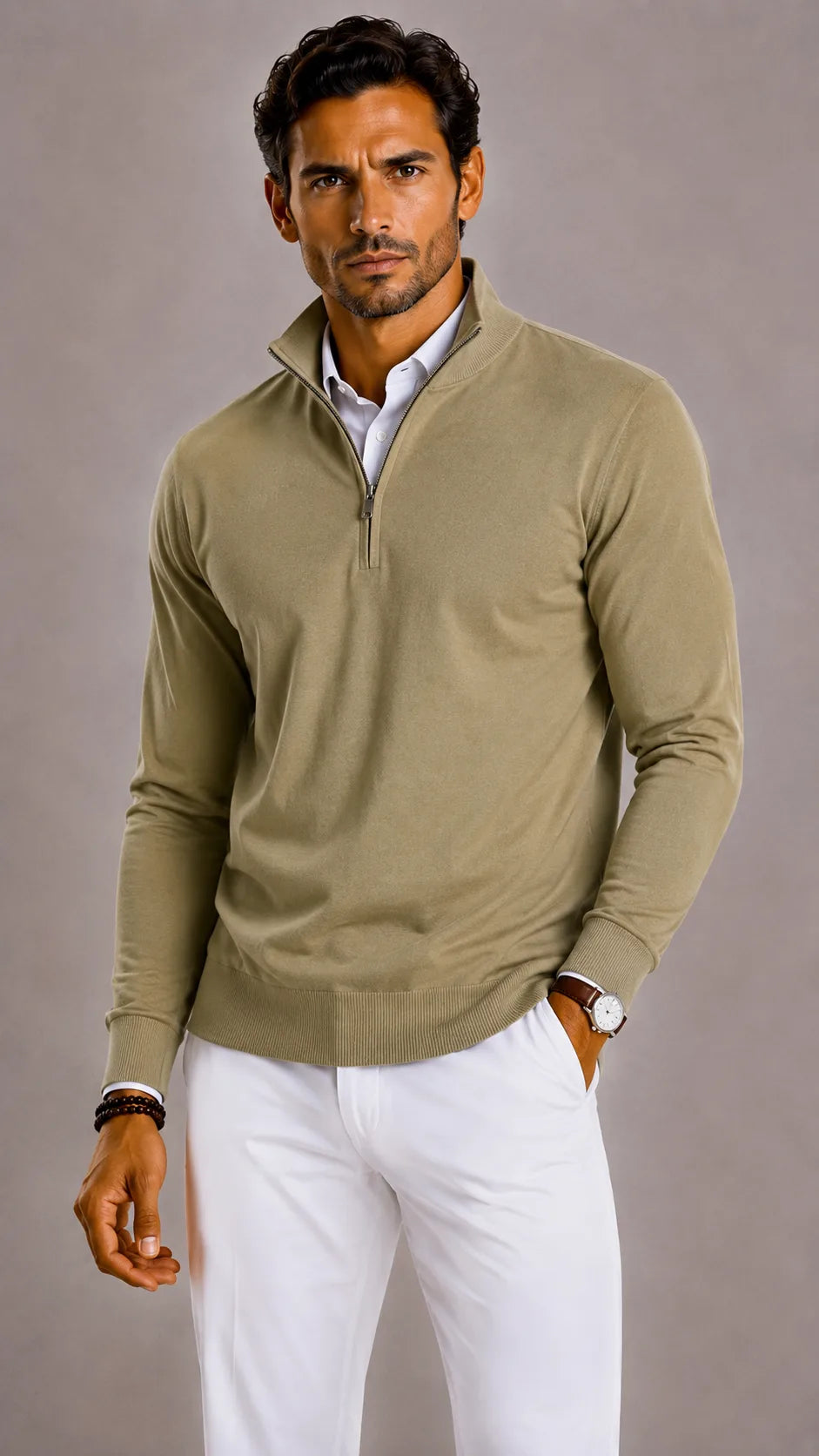 Slim fit trui met half-zip