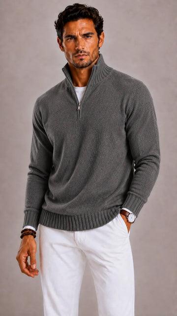Zip-up trui met hoge kraag