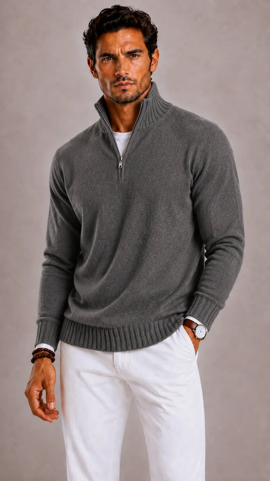 Zip-up trui met hoge kraag