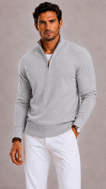 Slim fit trui met half-zip