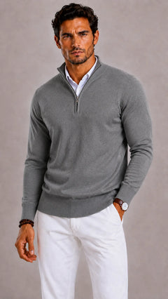 Slim fit trui met half-zip