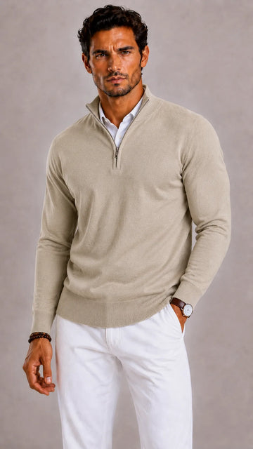 Slim fit trui met half-zip