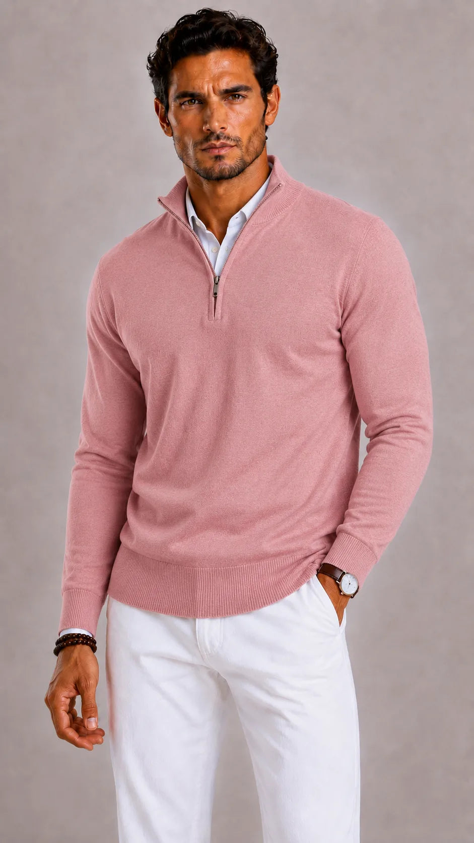 Slim fit trui met half-zip