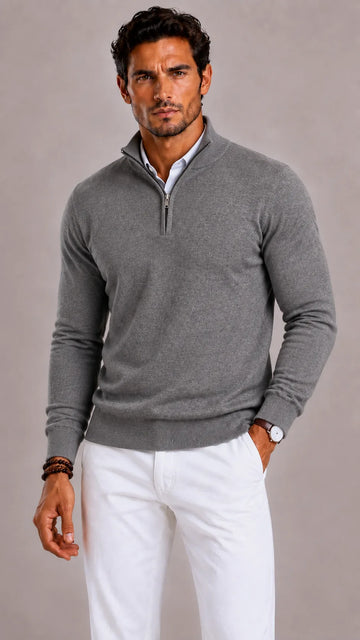 Zip-up trui met mock neckline