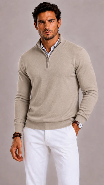 Zip-up trui met mock neckline