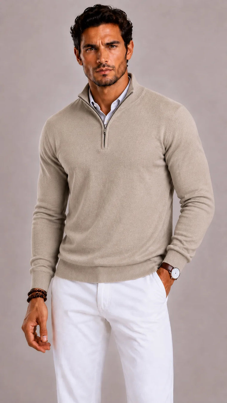 Zip-up trui met mock neckline