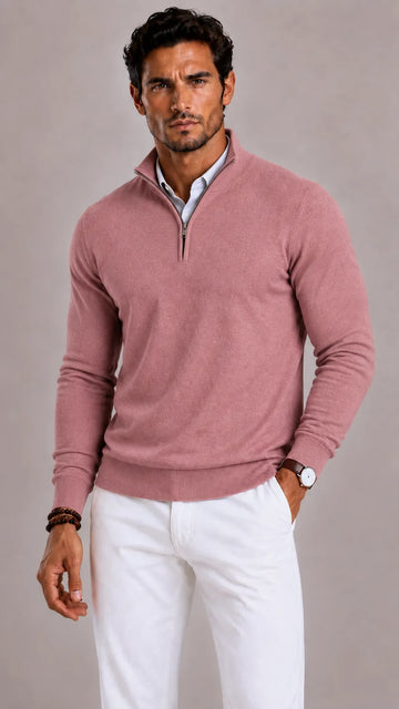 Zip-up trui met mock neckline