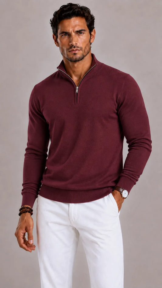 Zip-up trui met mock neckline