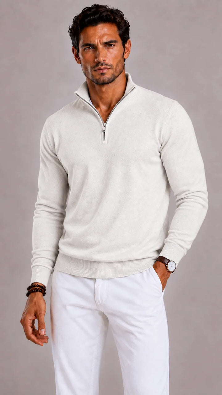 Zip-up trui met mock neckline