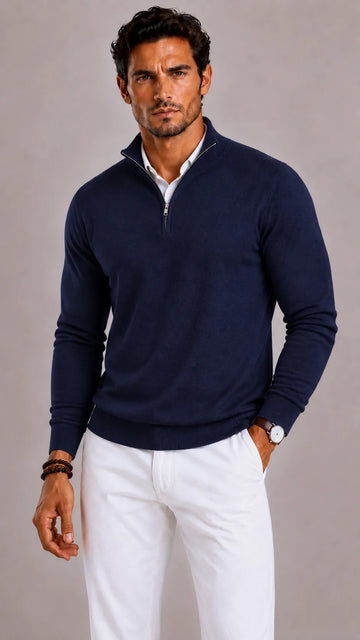 Zip-up trui met mock neckline