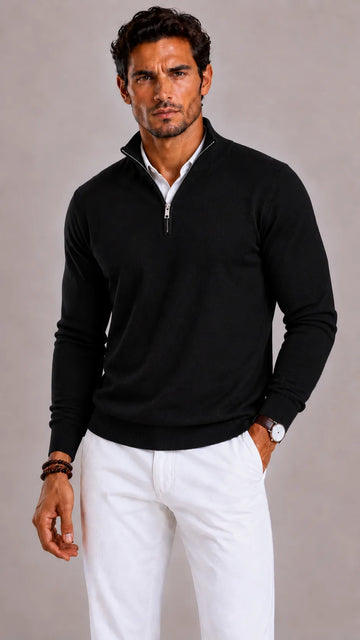Zip-up trui met mock neckline