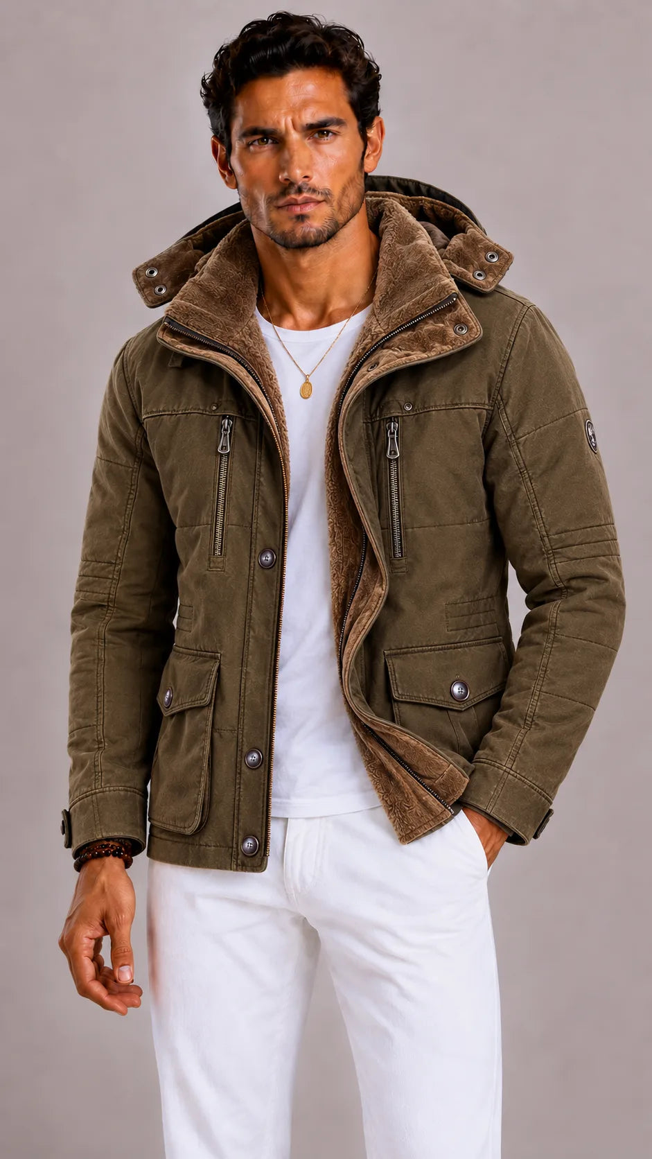 Parka met functionele zakken