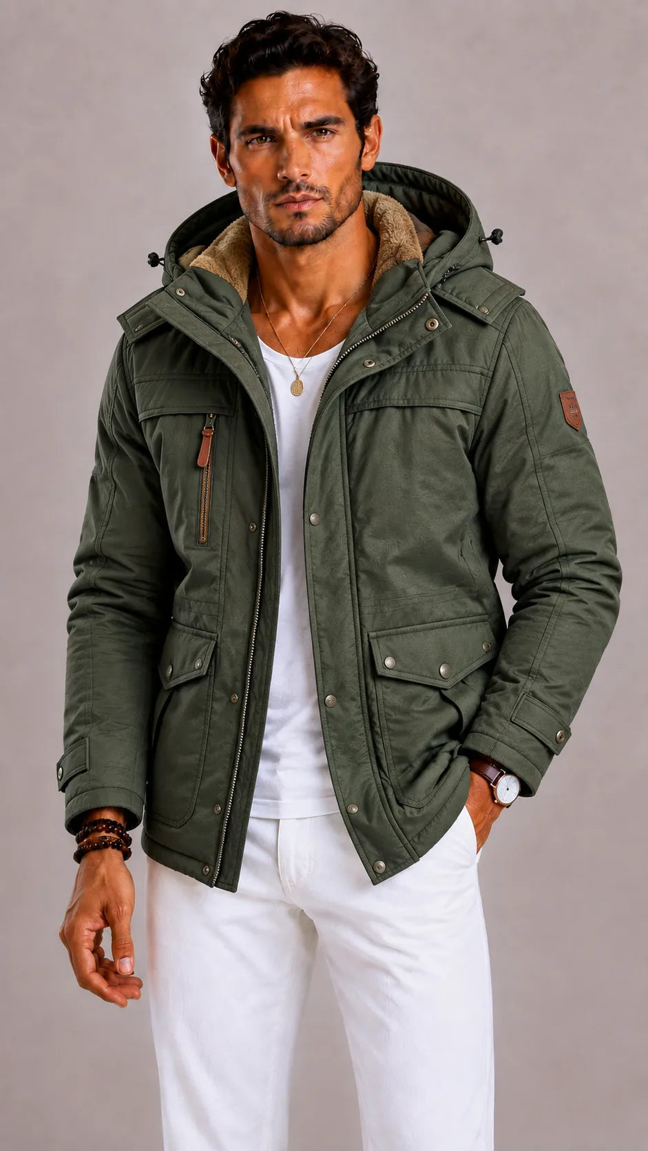Parka met capuchon en meerdere zakken