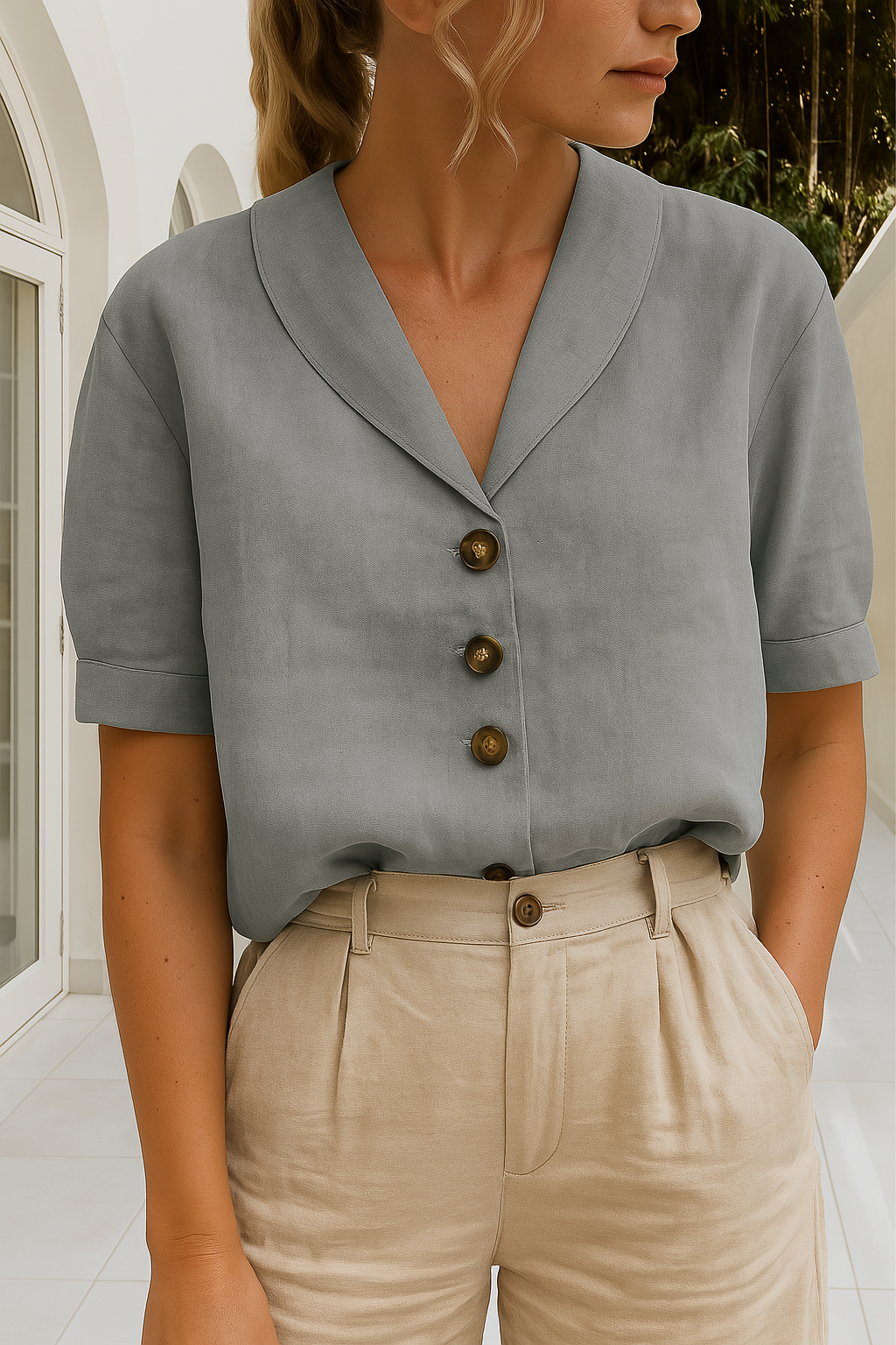 Maria | Trendy Katoenen en Linnen T-shirt voor Dames