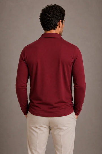 Polo met lange mouwen en kraagdetail