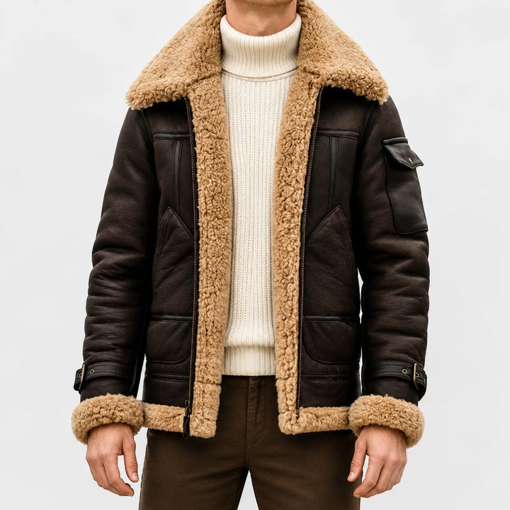 Leren jas met faux fur