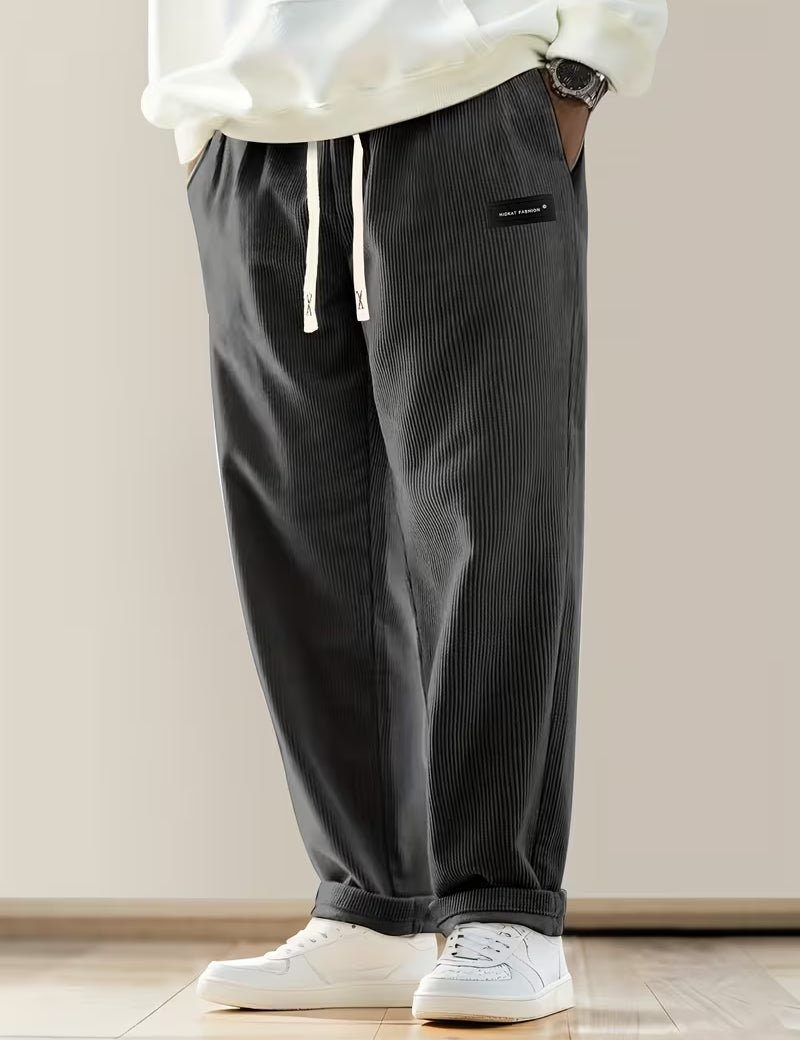 Corduroy broek met losse pasvorm en rechte pijpen