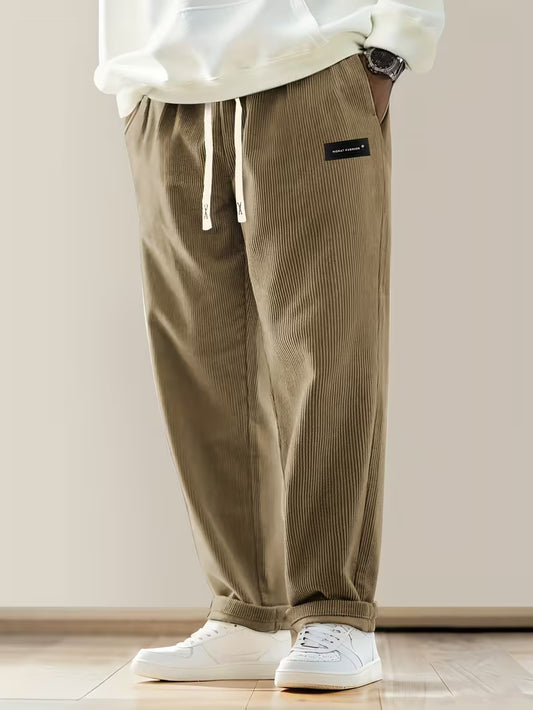 Corduroy broek met losse pasvorm en rechte pijpen