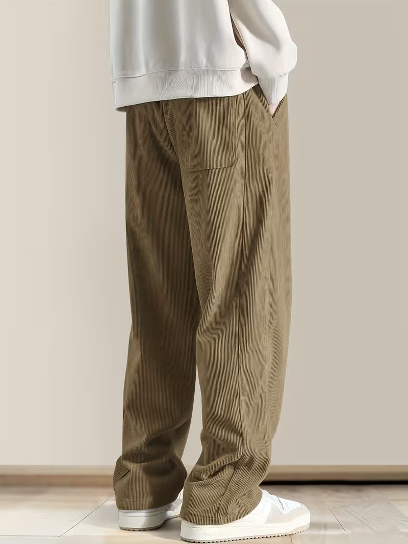 Corduroy broek met losse pasvorm en rechte pijpen