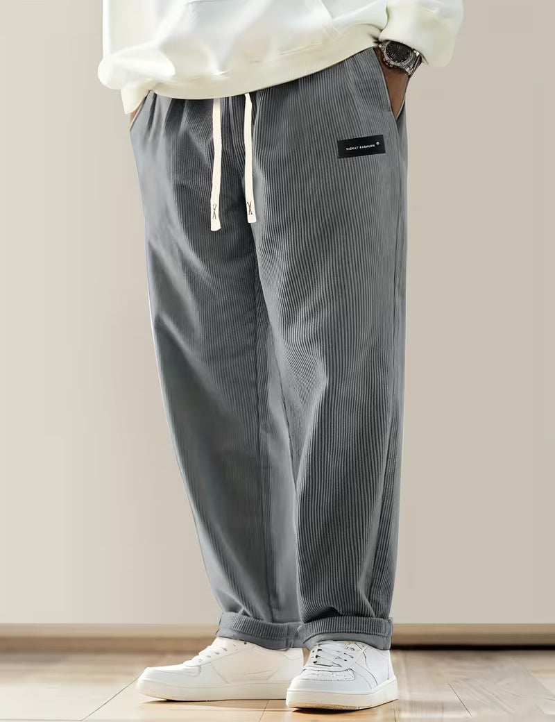 Corduroy broek met losse pasvorm en rechte pijpen