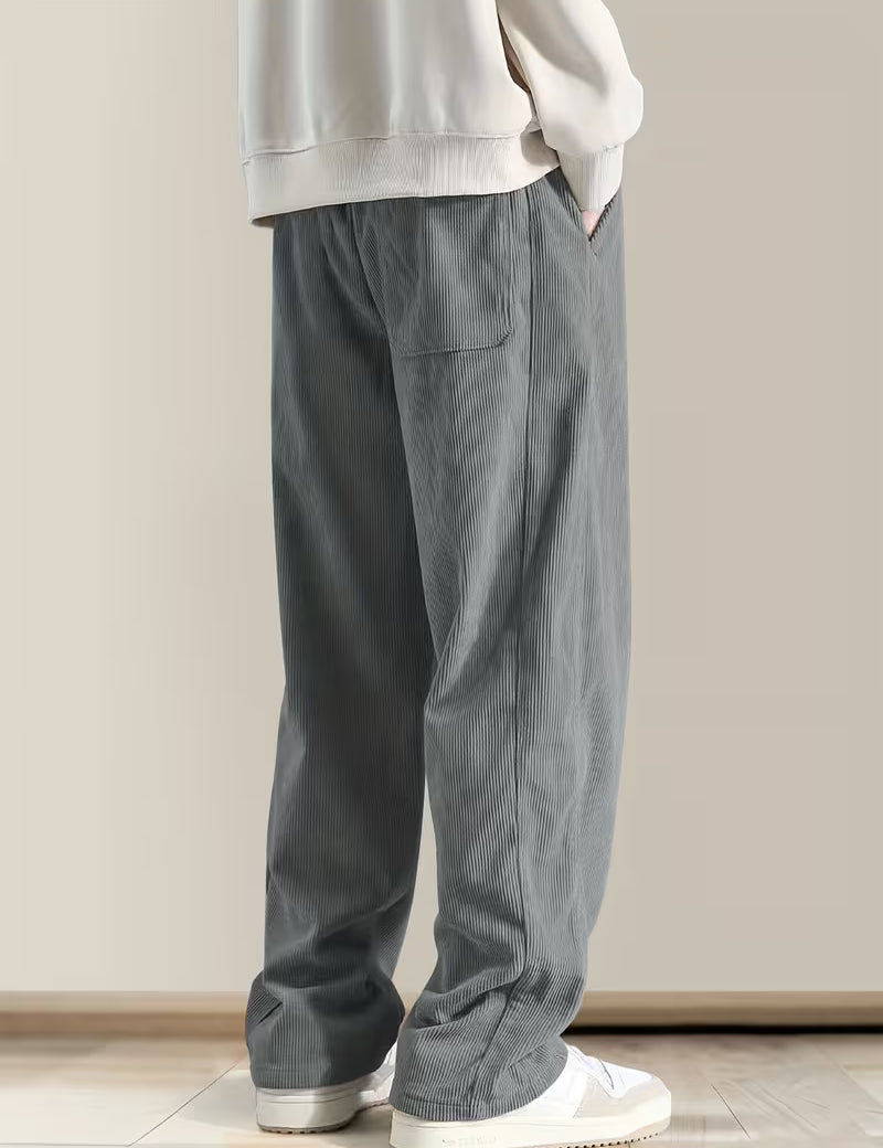 Corduroy broek met losse pasvorm en rechte pijpen