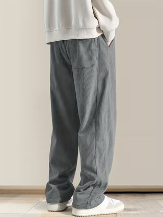 Corduroy broek met losse pasvorm en rechte pijpen