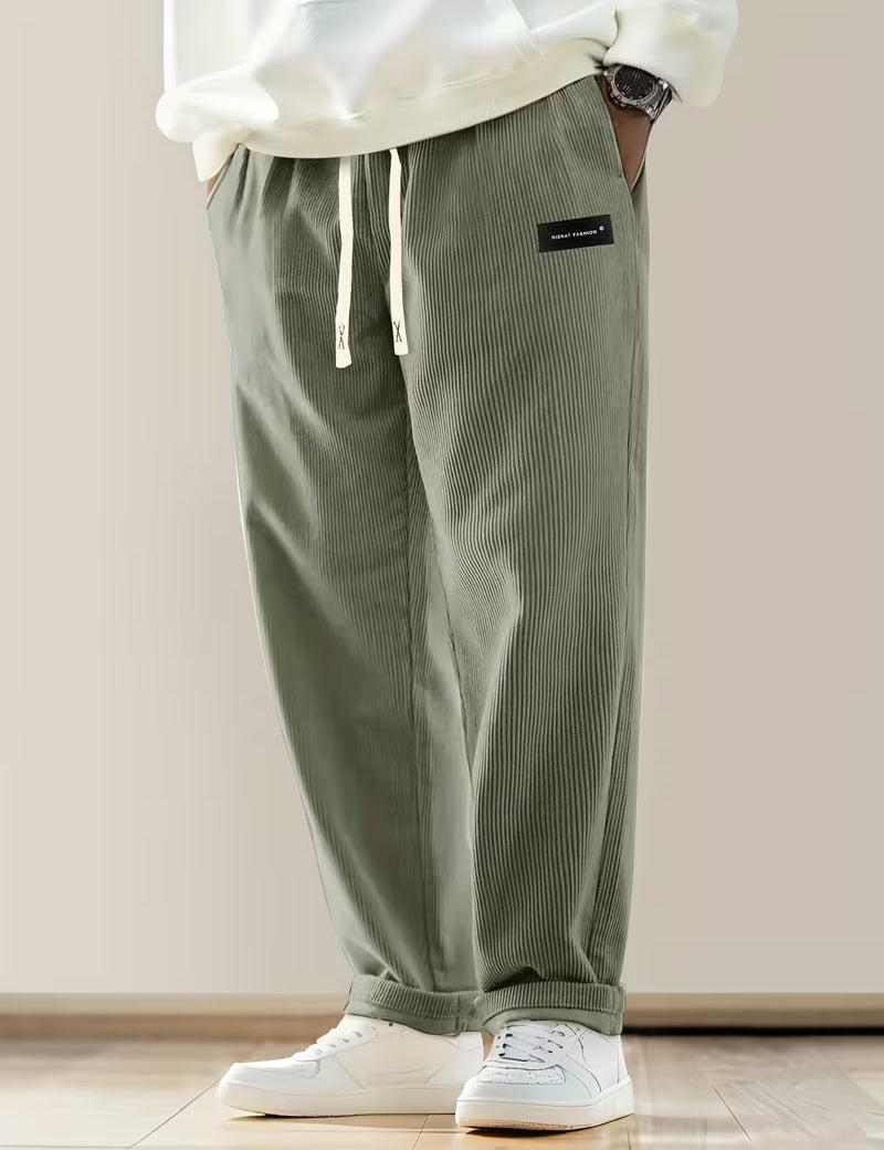 Corduroy broek met losse pasvorm en rechte pijpen