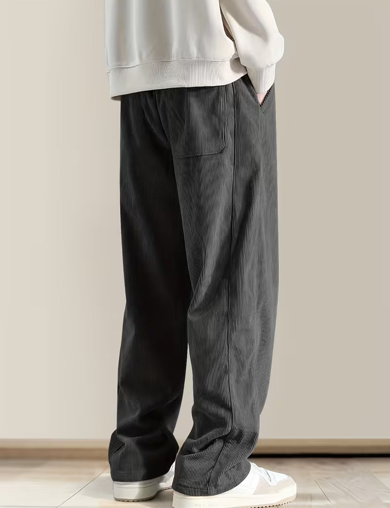 Corduroy broek met losse pasvorm en rechte pijpen