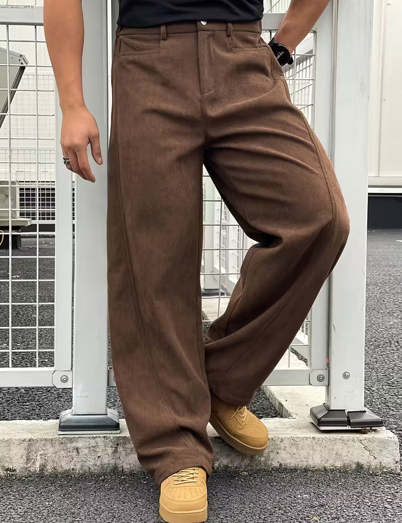 Corduroy broek met losse rechte pijpen