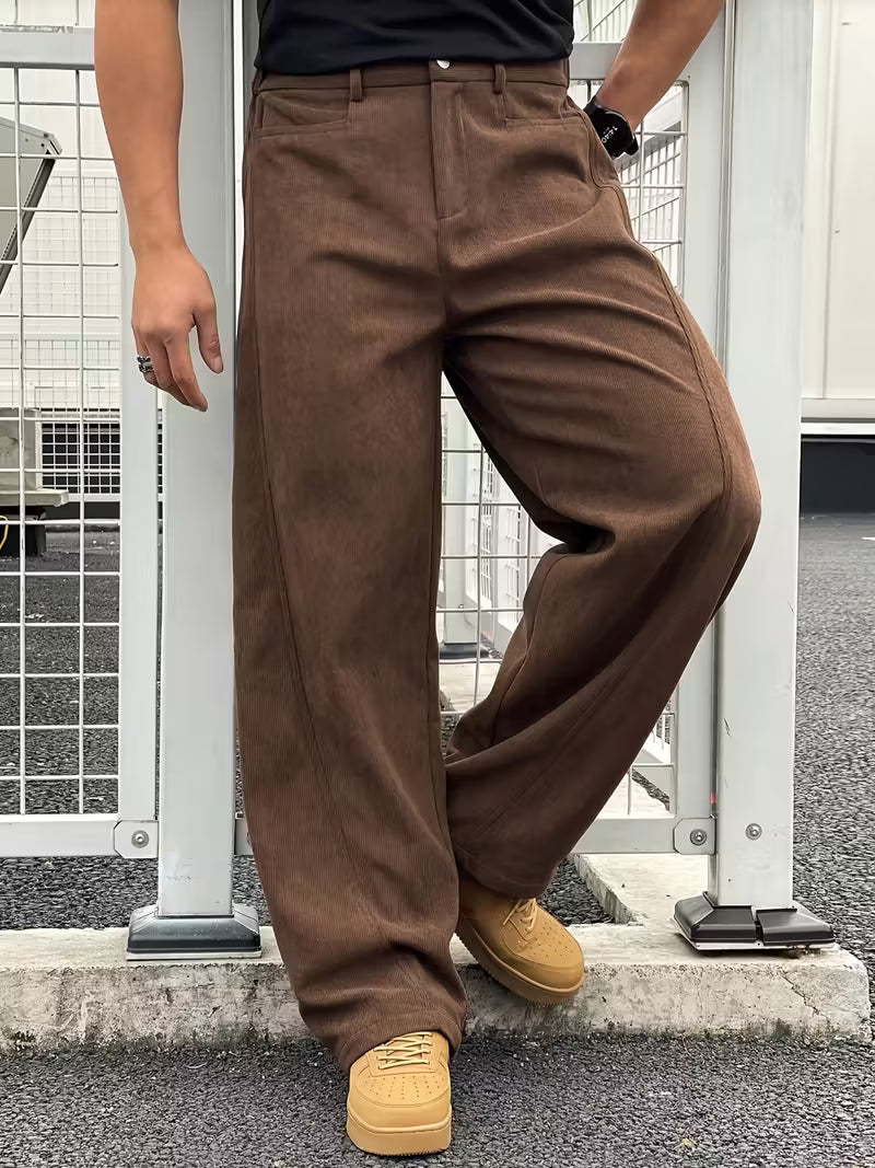 Corduroy broek met losse rechte pijpen