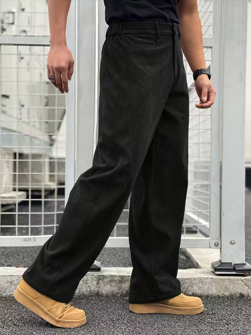 Corduroy broek met losse rechte pijpen