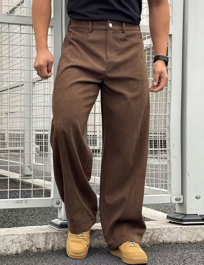 Corduroy broek met losse rechte pijpen