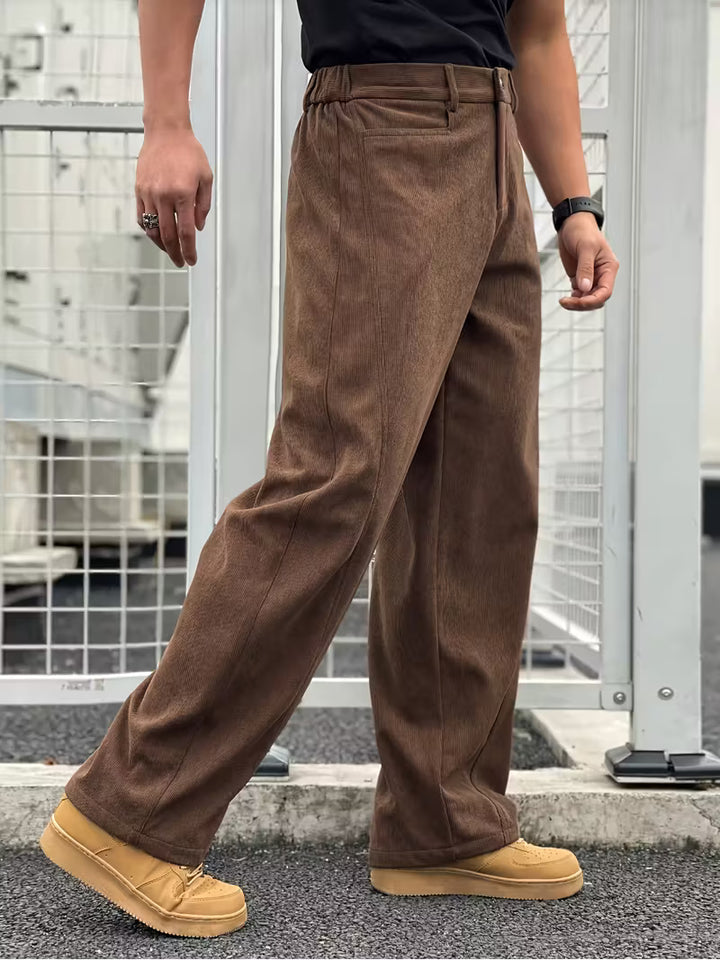 Corduroy broek met losse rechte pijpen