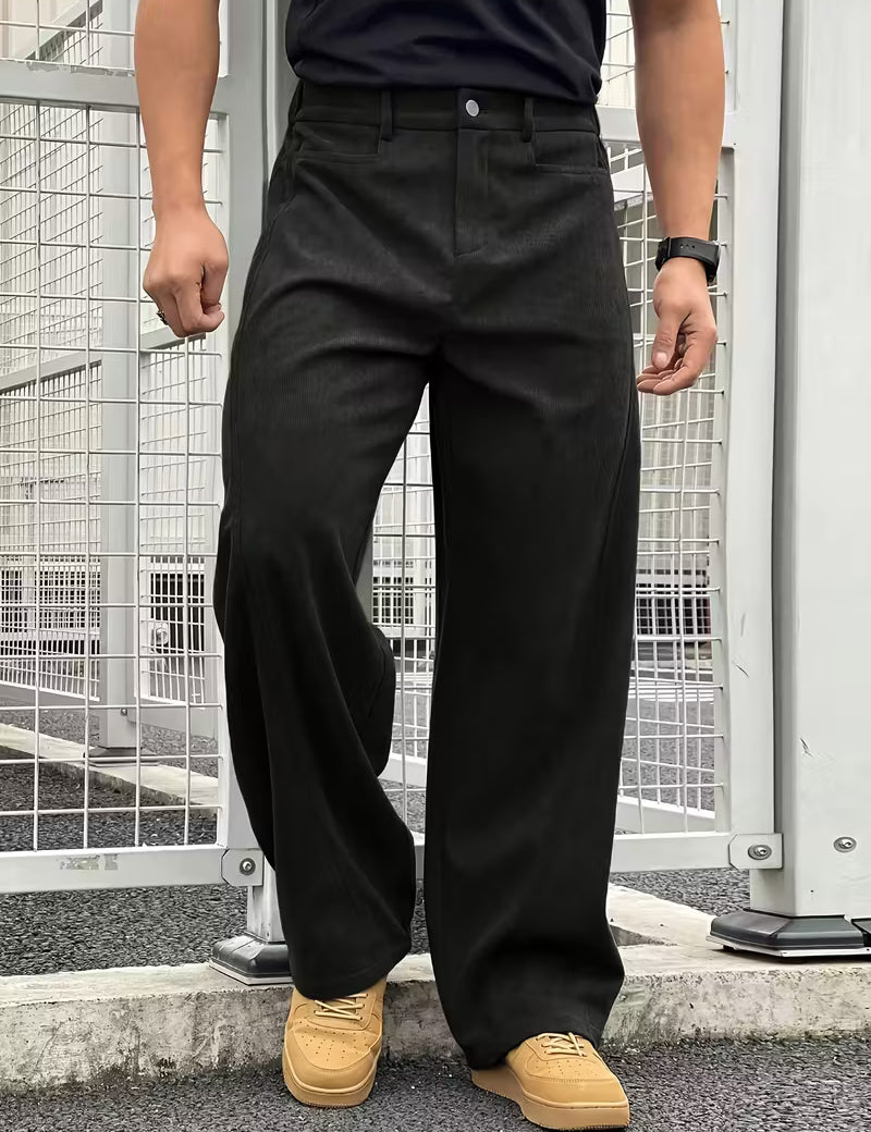 Corduroy broek met losse rechte pijpen