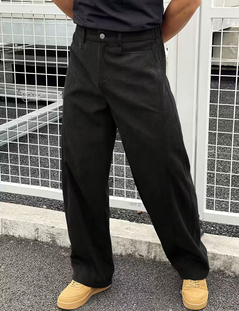 Corduroy broek met losse rechte pijpen