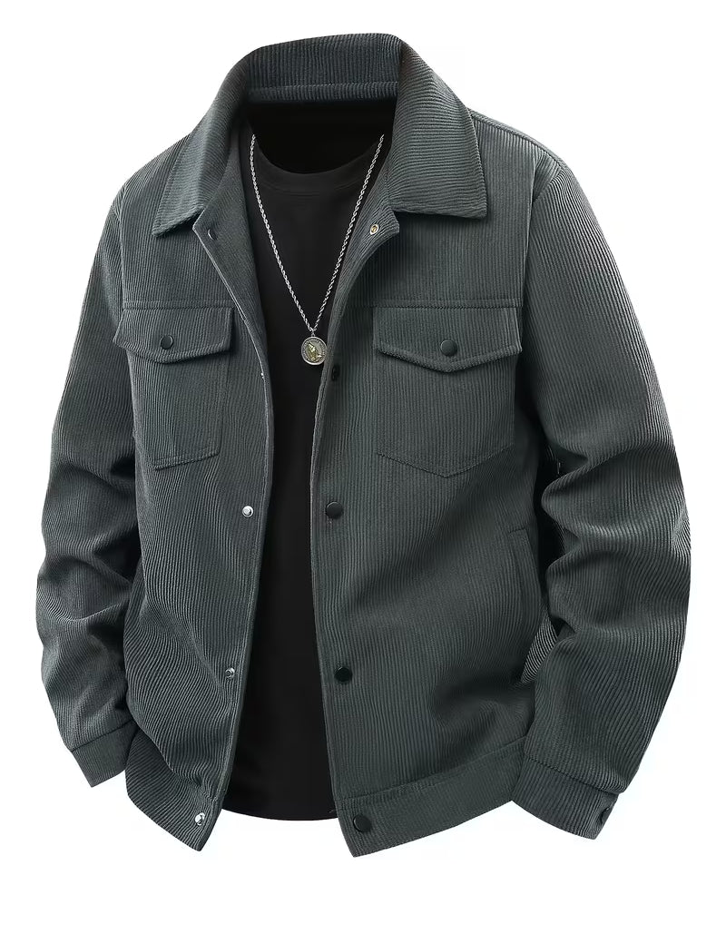 Corduroy jas met twee borstzakken en klassieke kraag