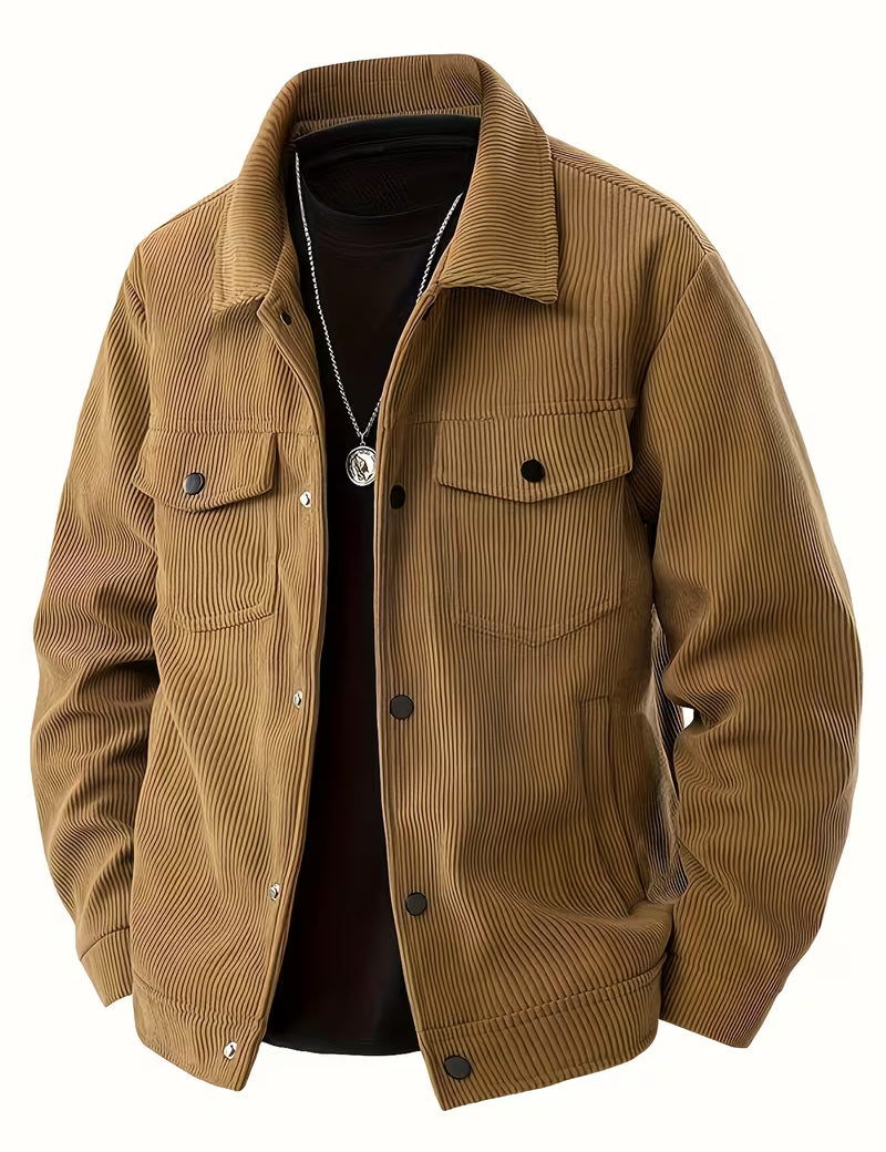 Corduroy jas met twee borstzakken en klassieke kraag