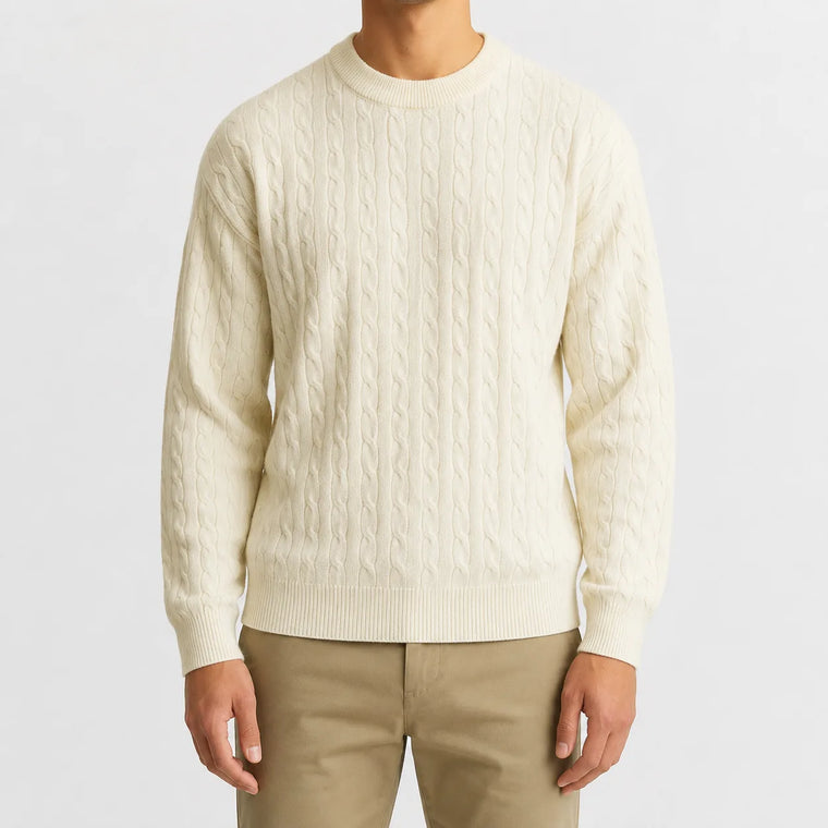 Kabeltrui met crew neckline