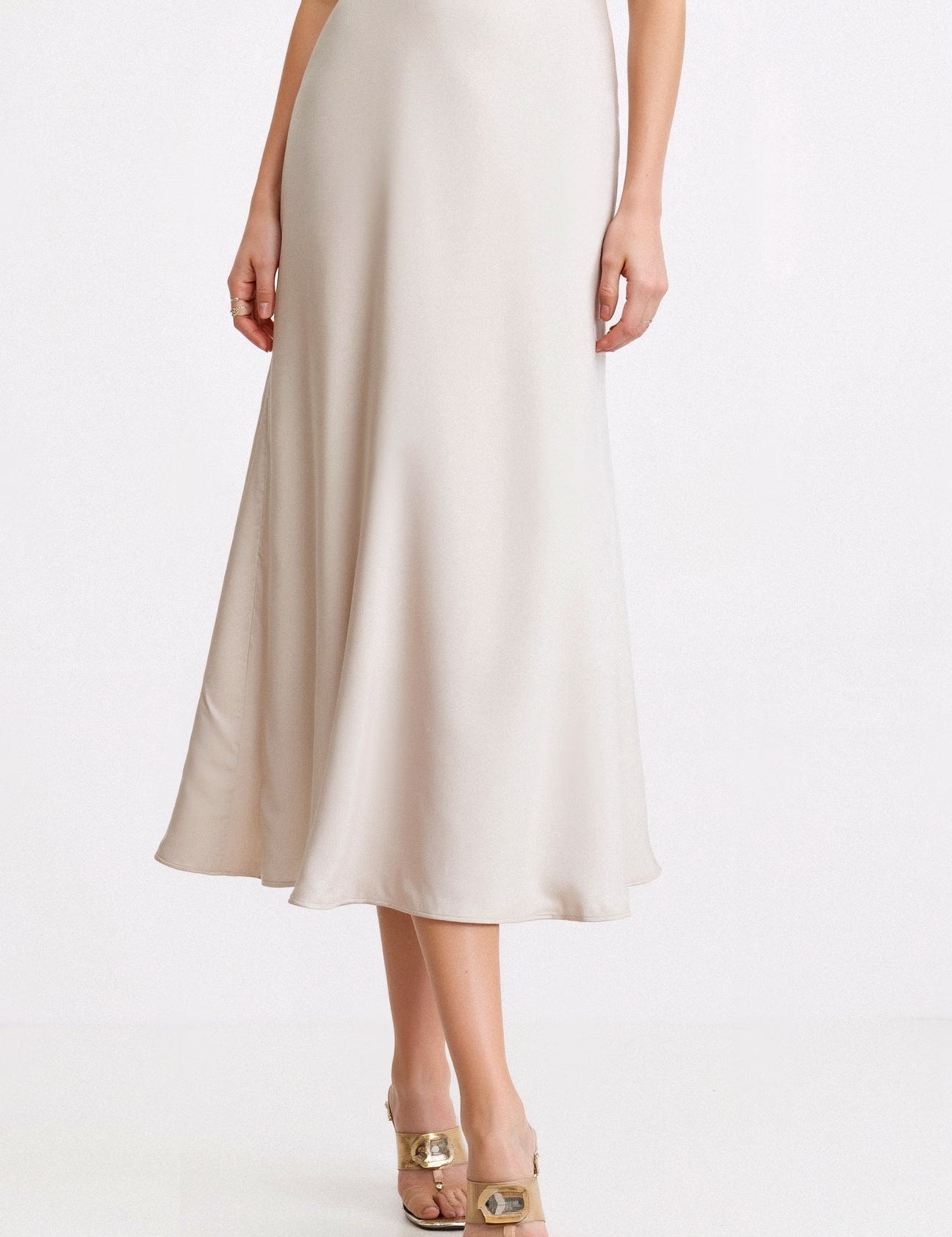 Stijlvolle Drapeermidirok met Hoge Taille - Louise