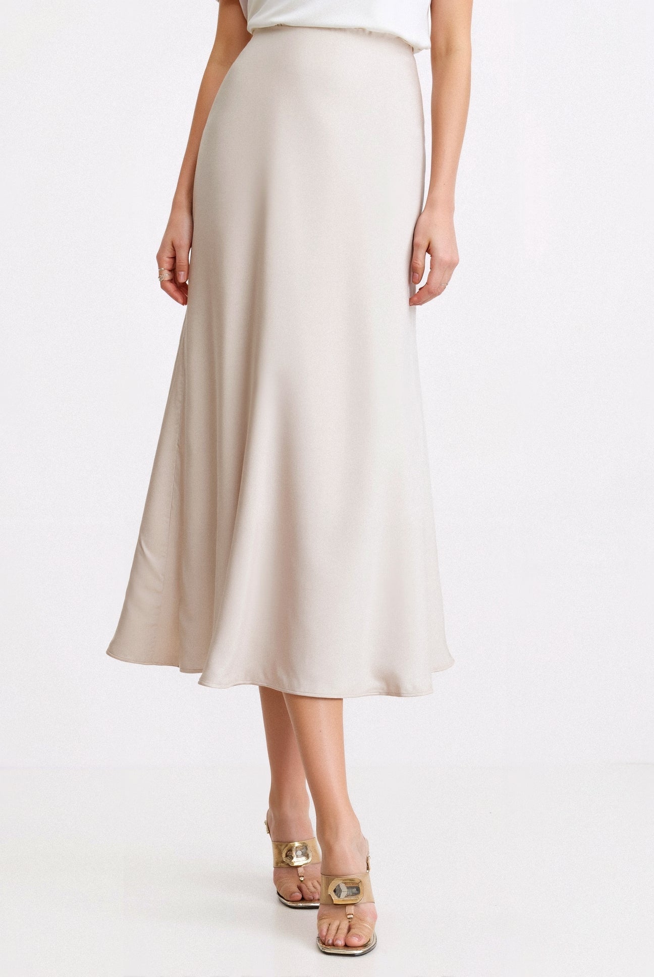 Stijlvolle Drapeermidirok met Hoge Taille - Louise
