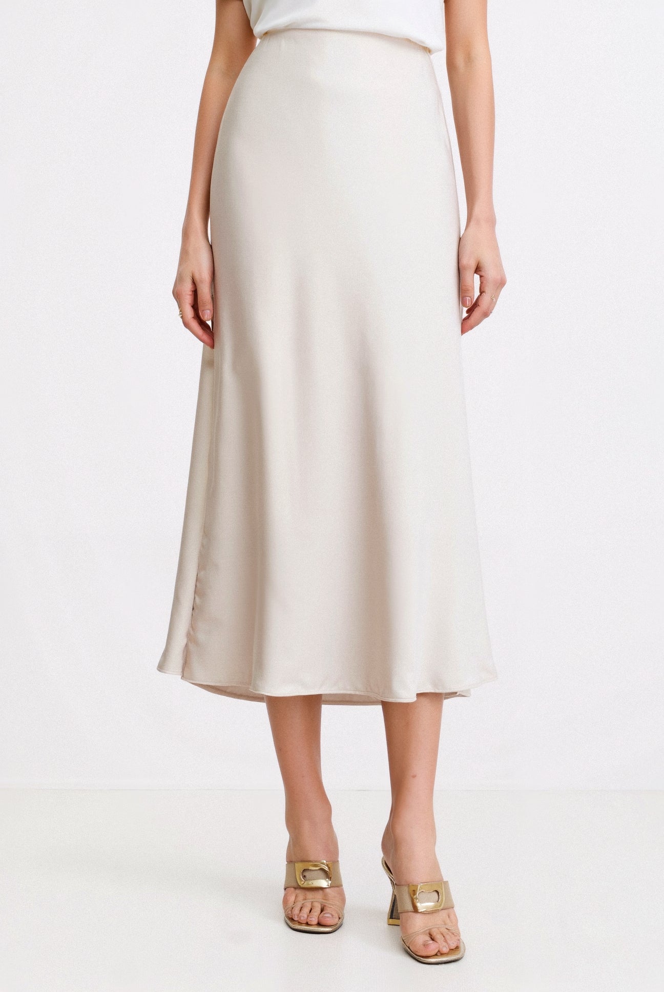 Stijlvolle Drapeermidirok met Hoge Taille - Louise