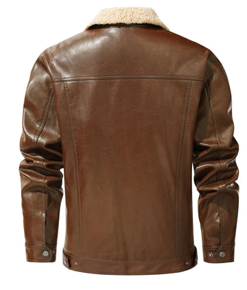 Leren jassen met shearling kraag