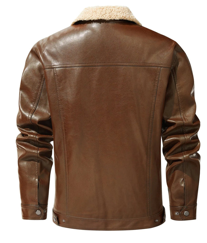 Leren jassen met shearling kraag