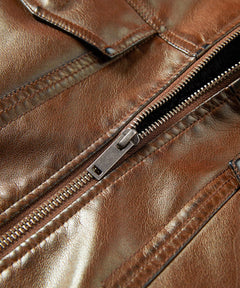 Leren jassen met shearling kraag