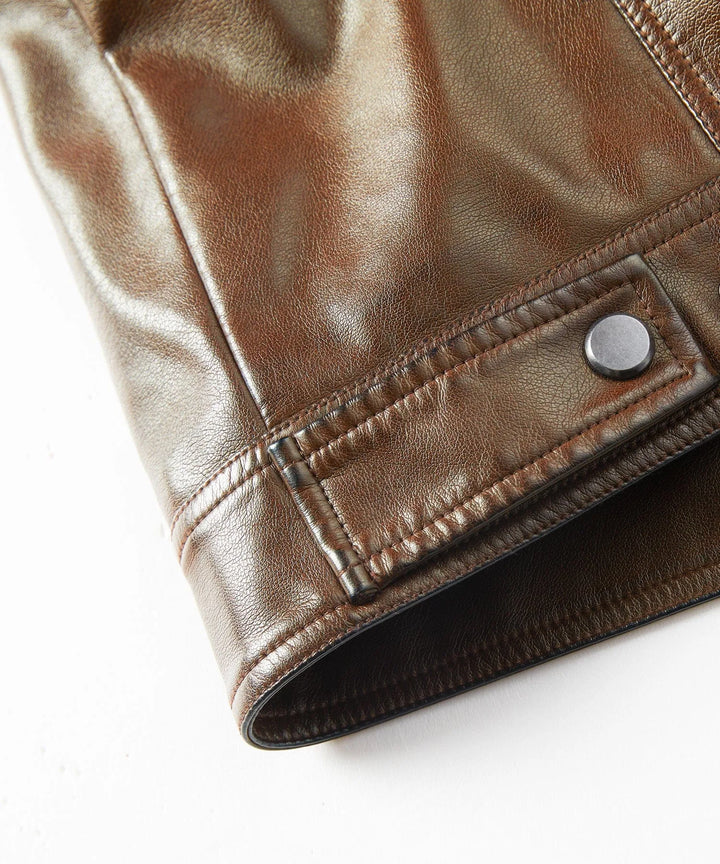 Leren jassen met shearling kraag
