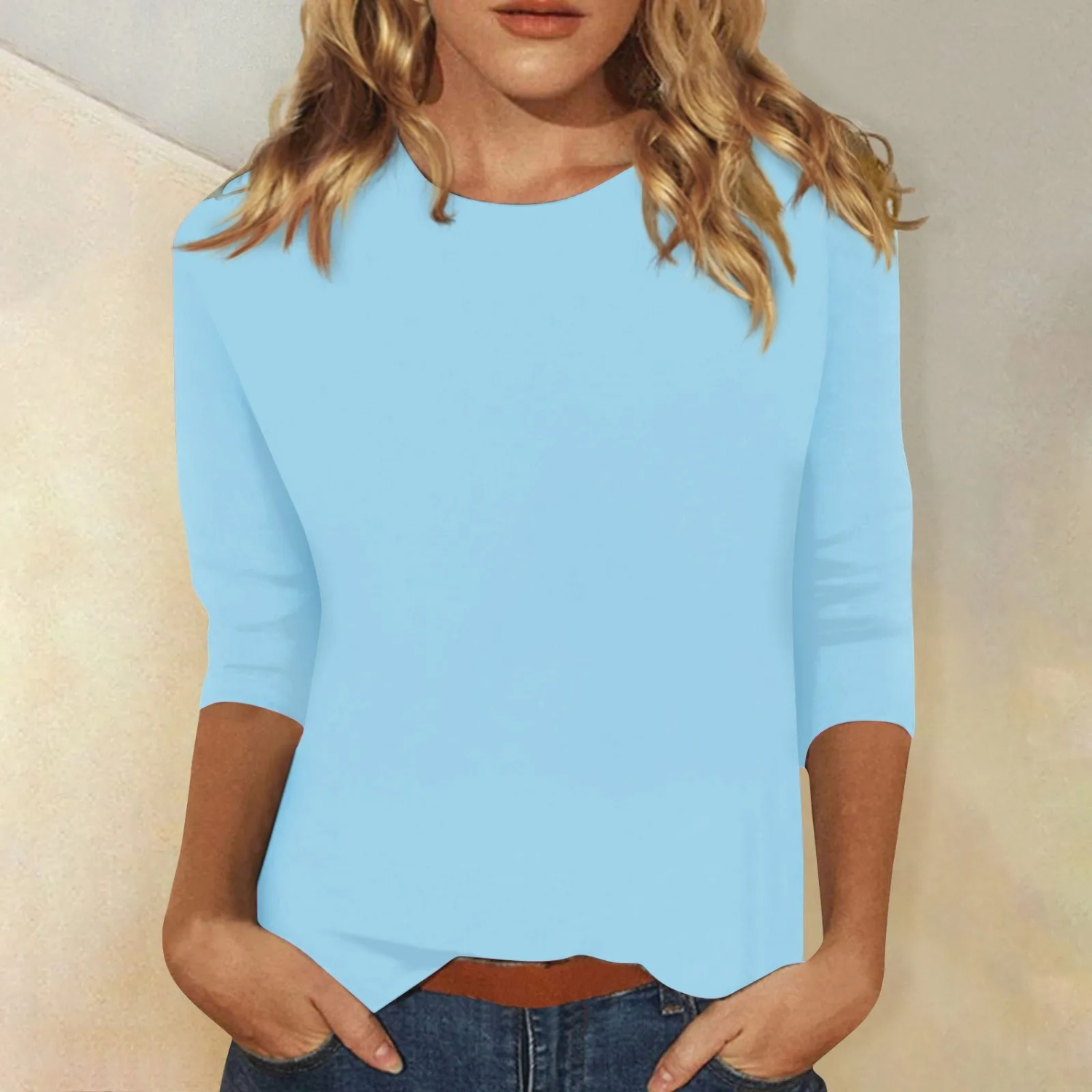 Maya | Effen Gekleurd Damesshirt - Ronde Hals en Lange Mouwen