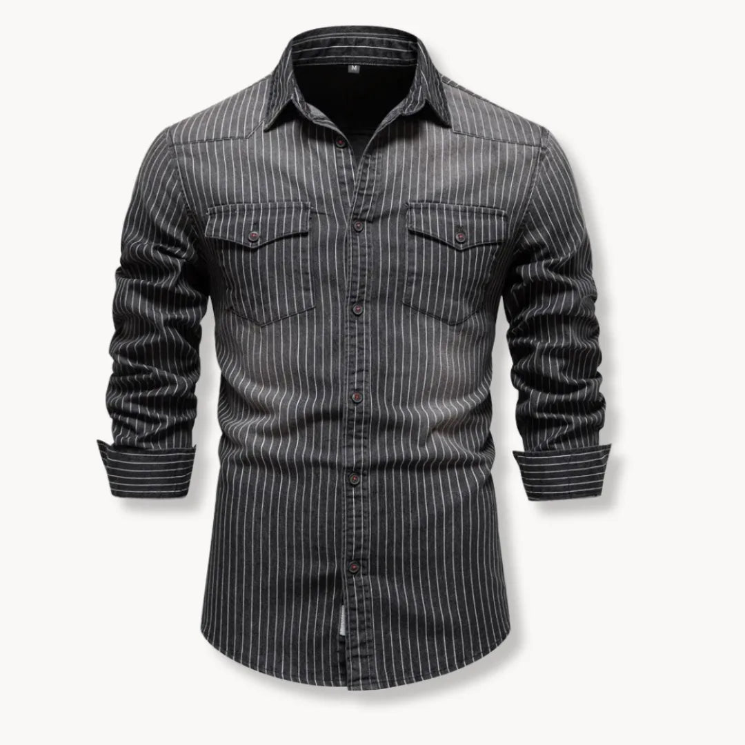 Denim overhemd met gestreept patroon en borstzakken